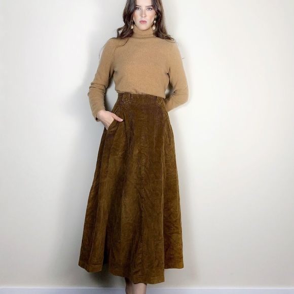 Vintage Dresses & Skirts - Vintage corduroy maxi skirt by Ralph Lauren country. 27 waist.